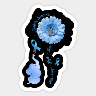 Faith Hove Fight Love Sunflower Diabetes Eleplant Sticker